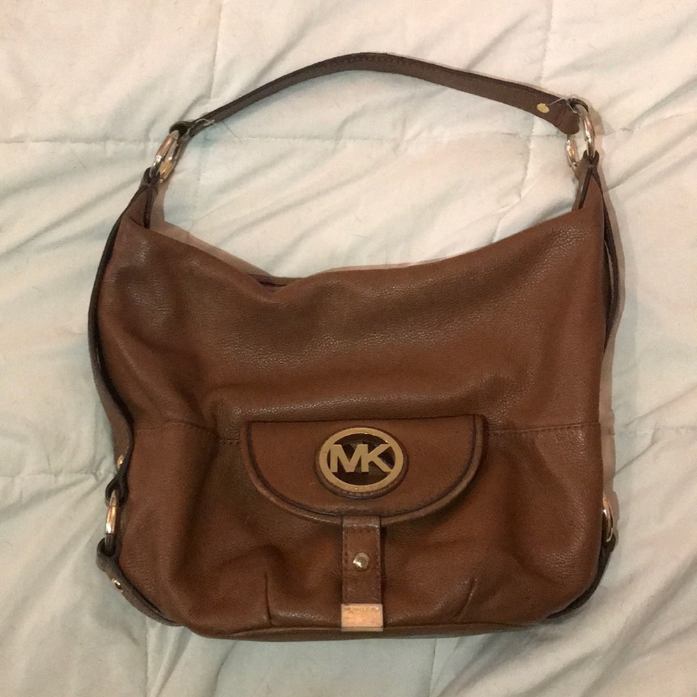 Brown leather Michael Kors hobo bag